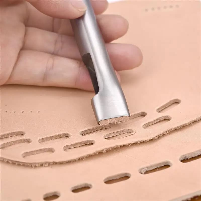 الجلود مستطيل حزام ثقب الناخس البيضاوي ثقب حزام حزام (استيك) ساعة اللكمات المسطحة الثقيلة الجوف لكمة DIY بها بنفسك أدوات الجلود الحرفية - 3