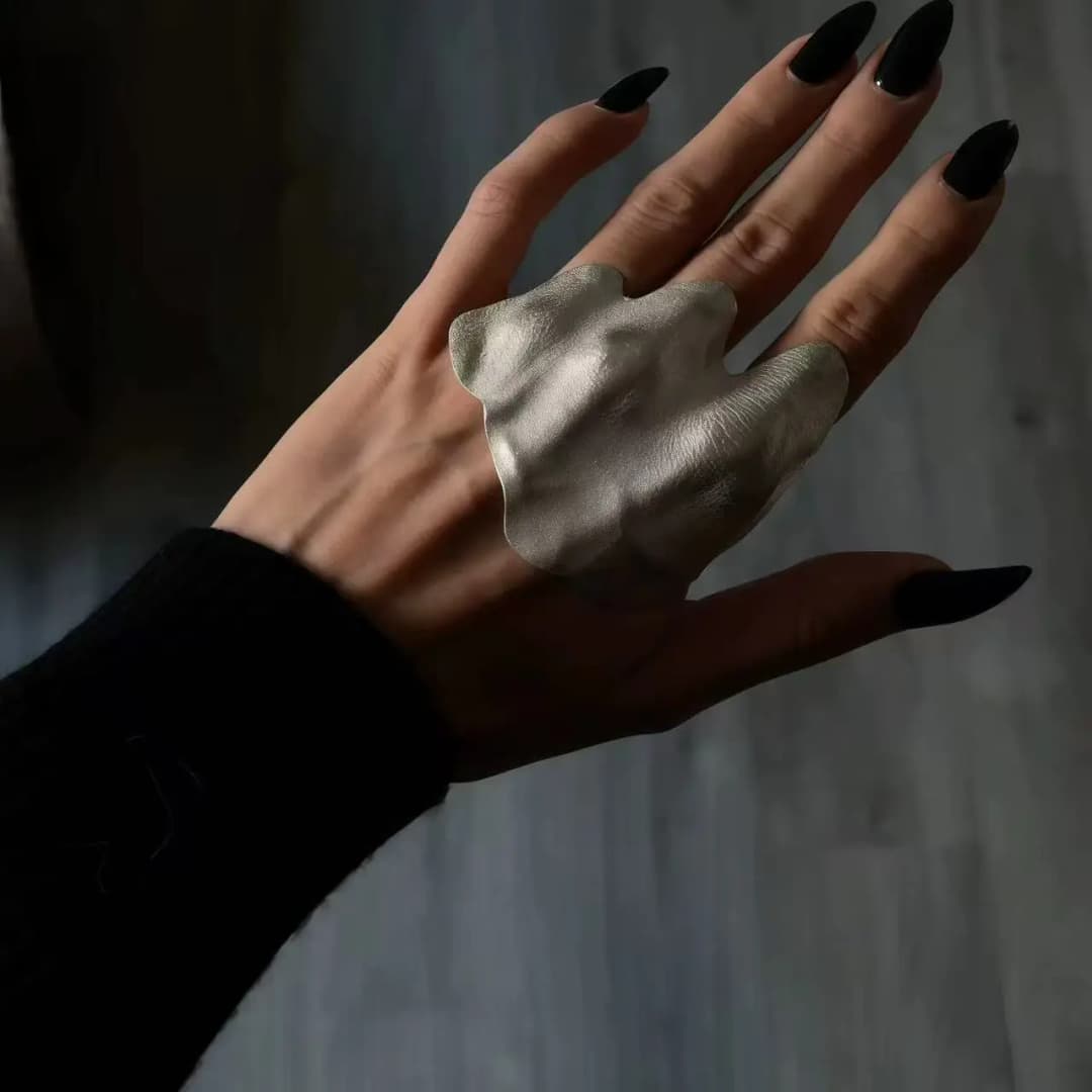 Artistic Irregular Pleated Knuckle Ring Minimalist Niche Design Exquisite Unique Finger Ring - 5