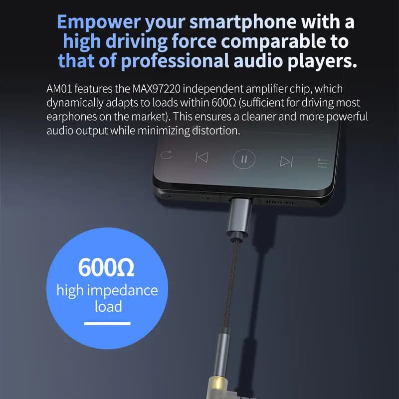 KZ AM01 محول صوت نوع-C إلى 3.5mm 32bit/384kHz هاي فاي DAC + مكبر صوت IC رقاقة مزدوجة كابل صوت سماعة أذن - 5