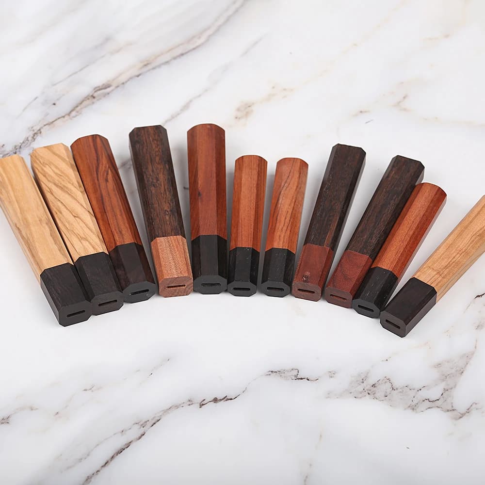 قطعة واحدة من مقبض سكين مثمن كلاسيكي ياباني، DIY، شبه مكتمل، يدوي، من فولاذ دمشق، مواد مقبض سكين المطبخ - 3