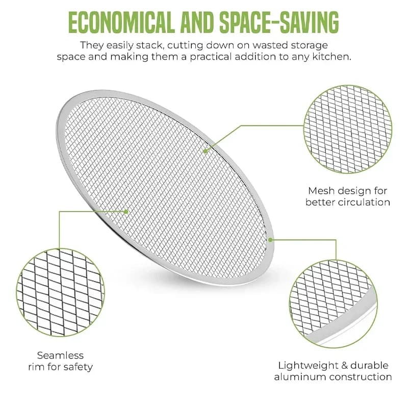 مقلاة بيتزا مستديرة من سبائك الألومنيوم مع فتحات 8/10/12/14 بوصة شاشة خبز بيتزا غير لاصقة للفرن للمنزل والمطعم والخبز والشواية - 3