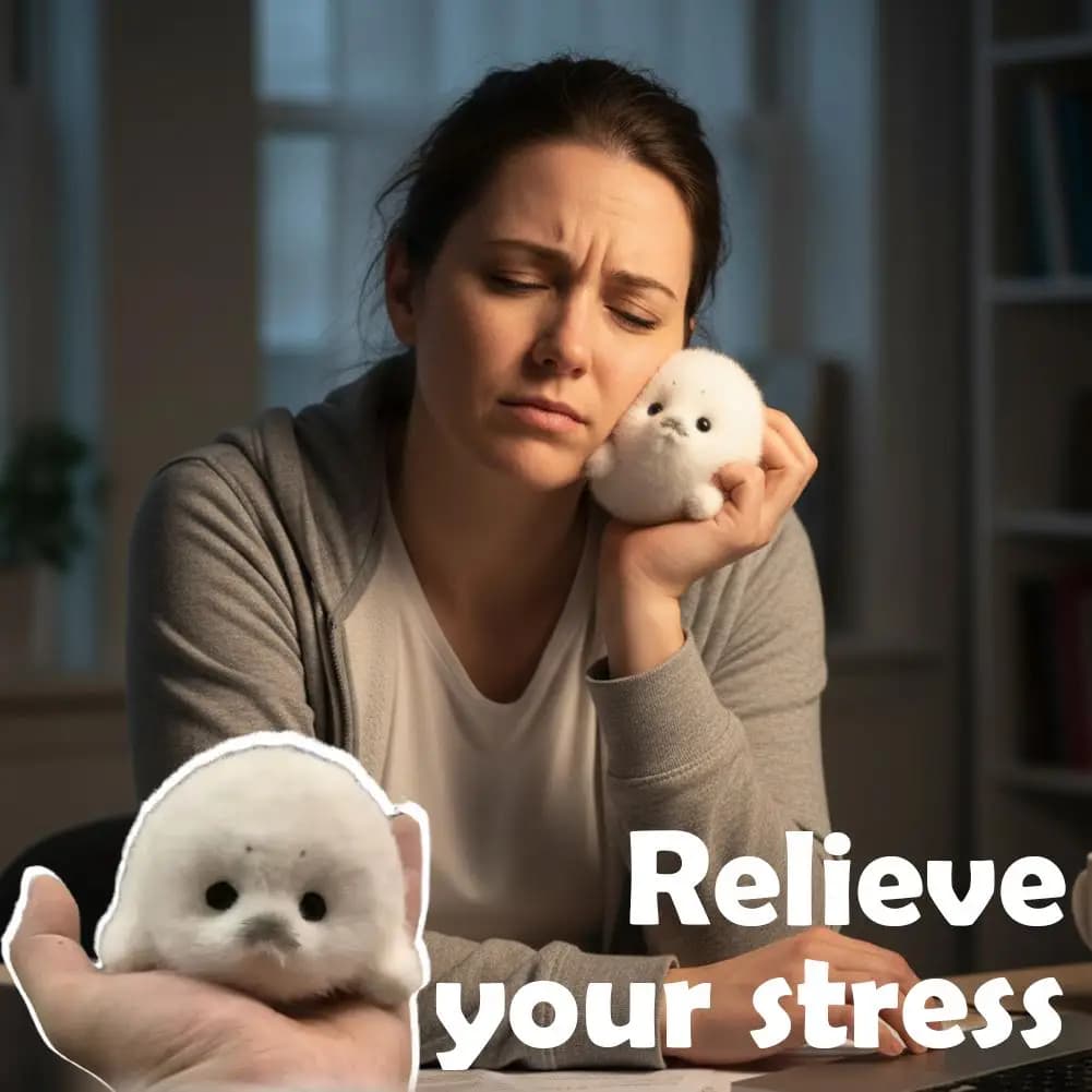 سلسلة مفاتيح على شكل فقمة صغيرة لطيفة من القطيفة حيوان محشو ناعم ومُعلق لعبة تخفيف التوتر المحمولة هدية كاواي للأطفال والكبار - 3