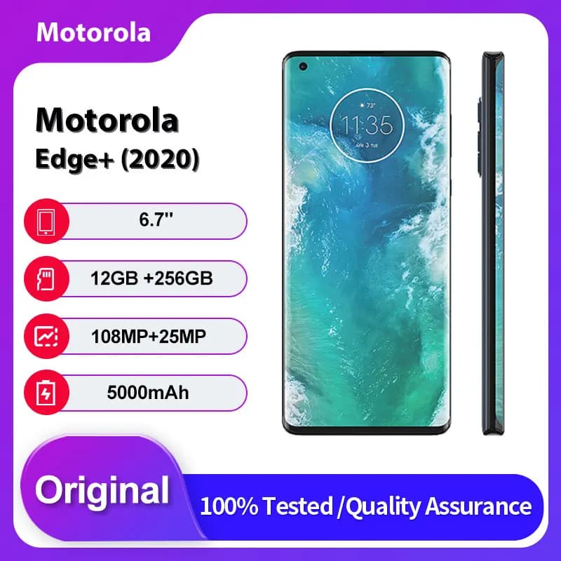 Original Unlocked Motorola Edge+ (2020) XT2061 Fingerprint  Bluetooth 108MP Mobile Phone 6.7 inches 5000mAh