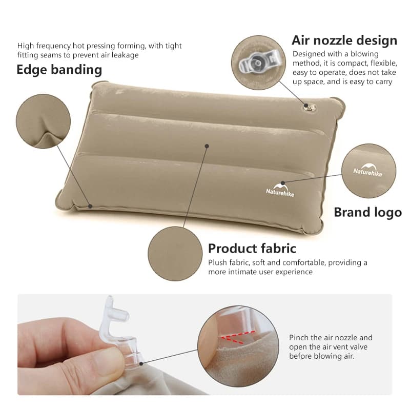 وسادة هوائية مربعة قابلة للنفخ من Naturehike خفيفة الوزن مناسبة للسفر والتخييم - 2