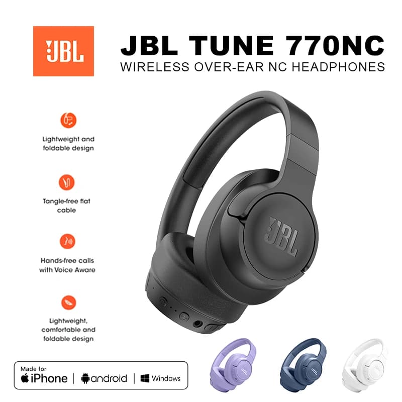 Original JBL Tune 770NC Wireless Bluetooth Headphones Noise Cancelling Earphone Music Sports Folding Headset JBL TUNE770NC