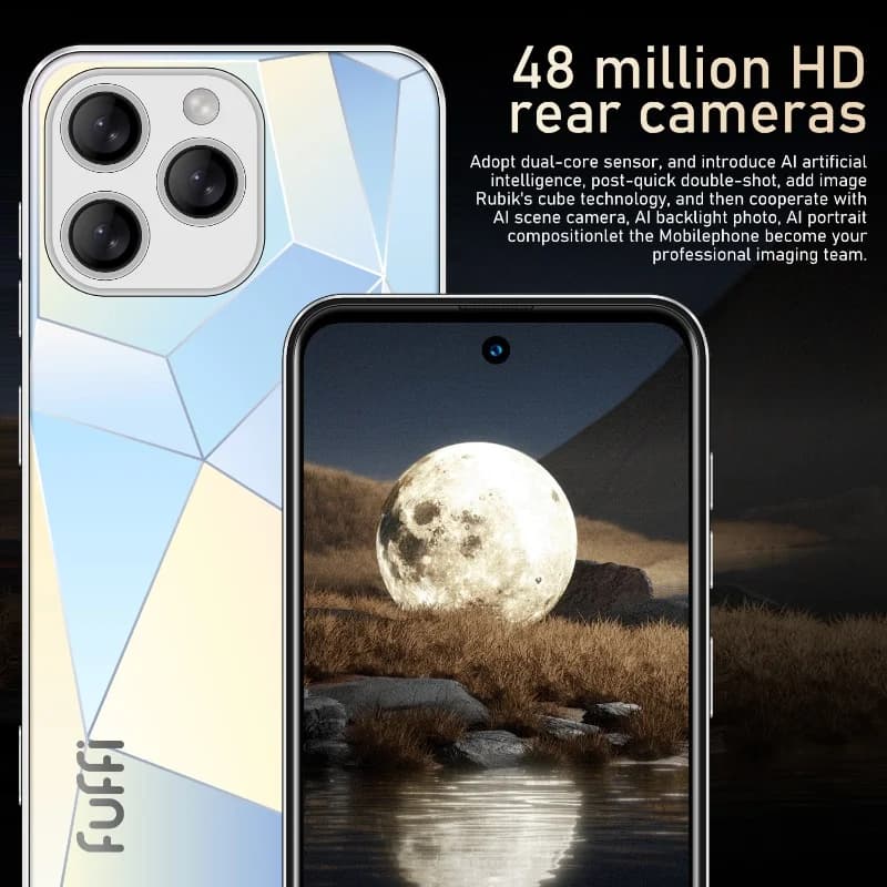 هاتف ذكي فوفي Global Vision I16 Pro 5G بنظام أندرويد، بطارية 5300 مللي أمبير في الساعة، 12 جيجابايت رام، 512 جيجابايت ذاكرة، شاشة 6.56 بوصة بدقة FHD+، كاميرا مزدوجة 24+48 ميجابكسل، يدعم 4G - 2