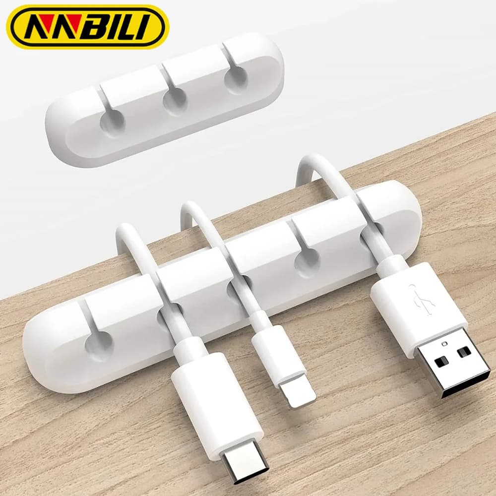 حامل كابلات NNBILI مشابك منظم كابلات سيليكون لفائف كابلات USB مشابك إدارة ذاتية اللصق للفأرة ولوحة المفاتيح والسماعات