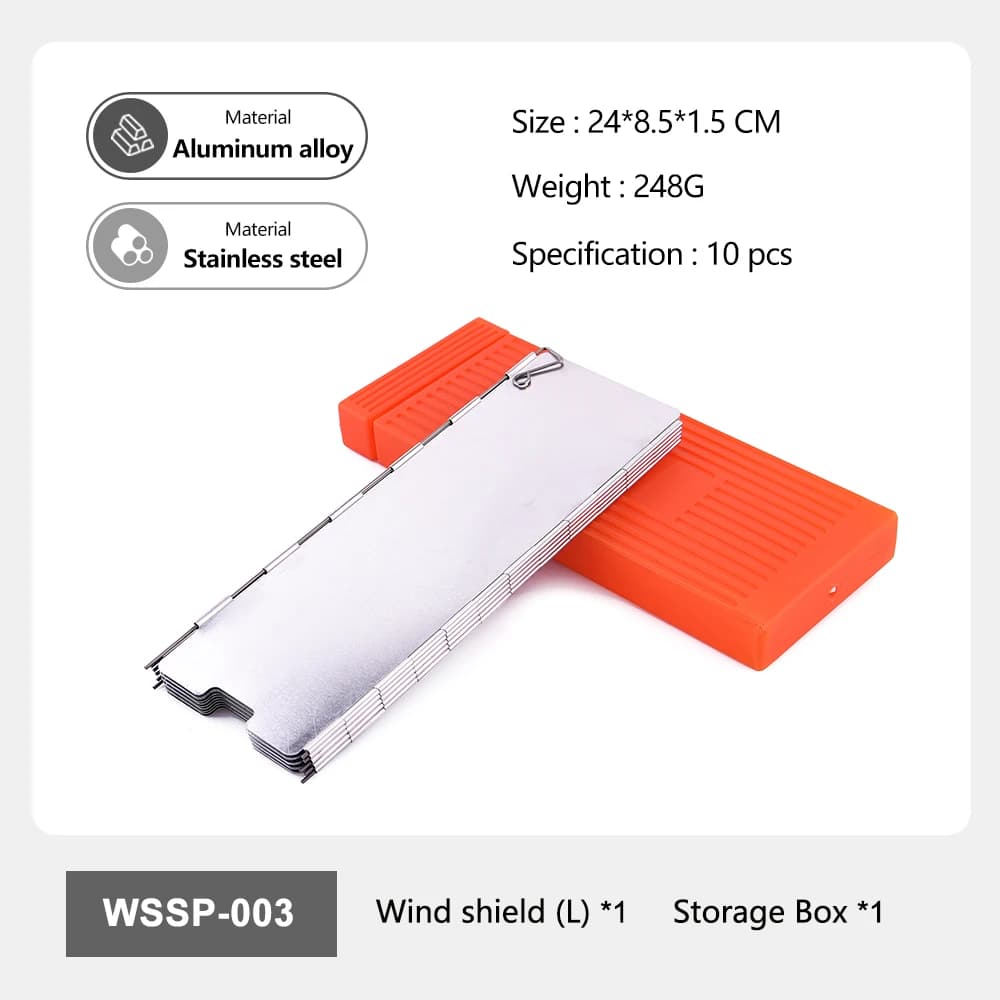 درع رياح تخييم محمول Widesea سبائك ألومنيوم فولاذ مقاوم للصدأ 9 قطع شاشة موقد مقاوم للرياح مع صندوق تخزين للطهي في الهواء الطلق - 3