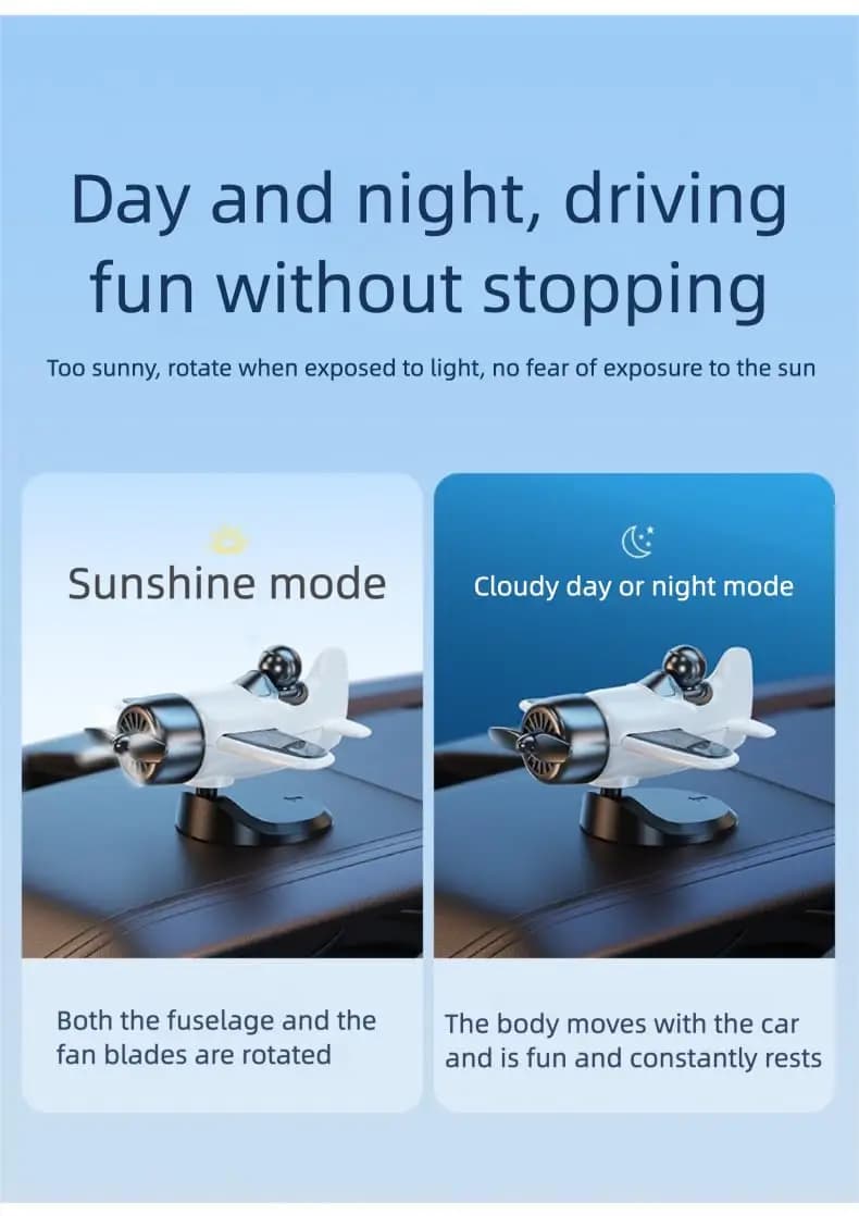 زخرفة لوحة قيادة السيارة الدوارة بالطاقة الشمسية 360 درجة، ديكور داخلي للسيارة مع دوران تلقائي - 5