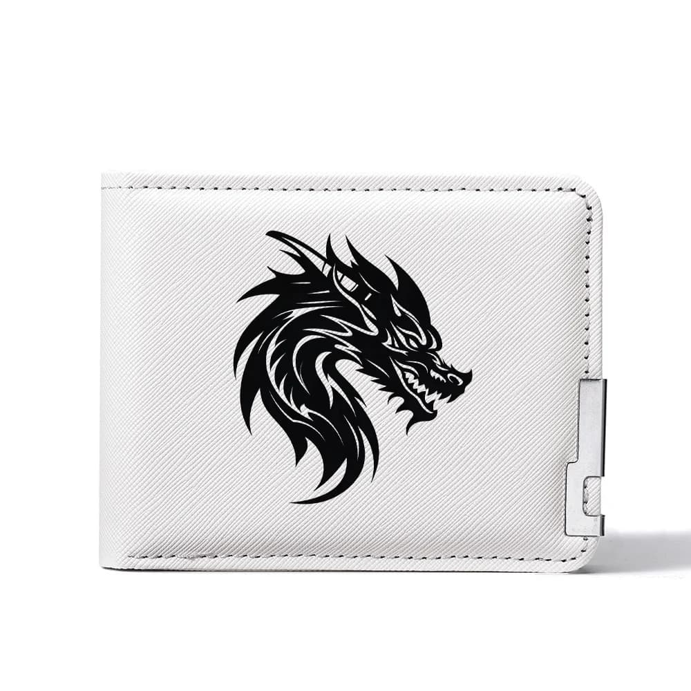 Men's Short Wallet PU Leather with Personalized Dragon Head Pattern Multi-functional Credit Card Storage Wallet - 4
