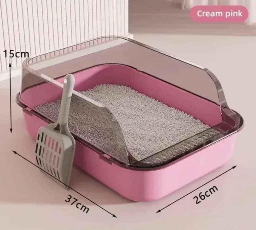 Kitty Sandbox Cat Litter Box Semi-enclosed Splashproof Cat Tray Cat Toilet Cleaning Basin Supplies Pet Toilet Kitten Tray Bedpan - 2