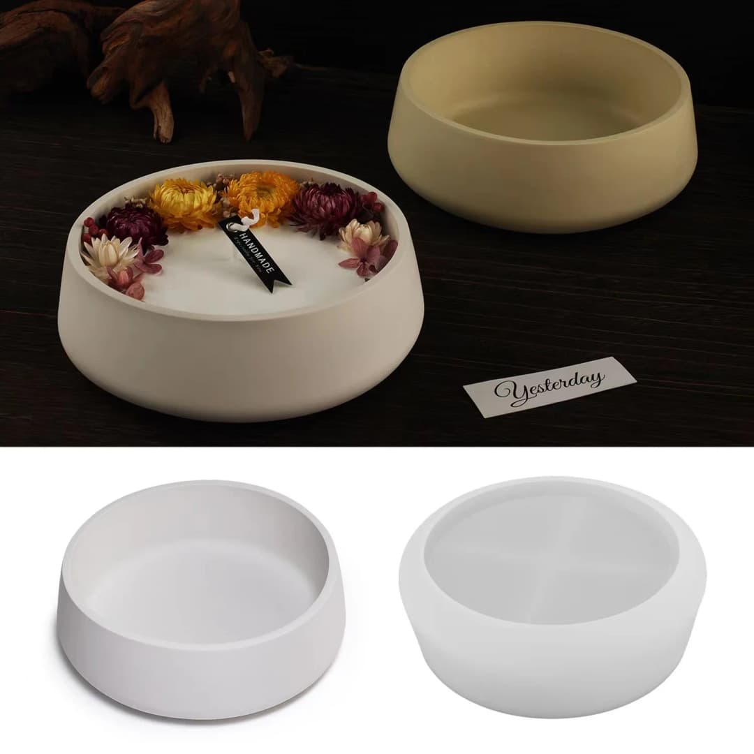 DIY Circular Storage Bowl Candle Flower Pot Mold Resin Cement Container Mold Concrete Silicone Mold Home Decoration Crafts - 5