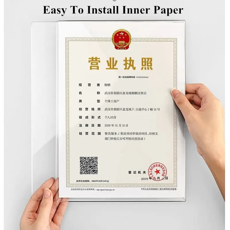 A4 Wall Mount 8.5 x 11 Inch Acrylic Sign Holder Stand Restaurant Menu Paper Price Listing Picture Photo Poster Flyer Frame - 4