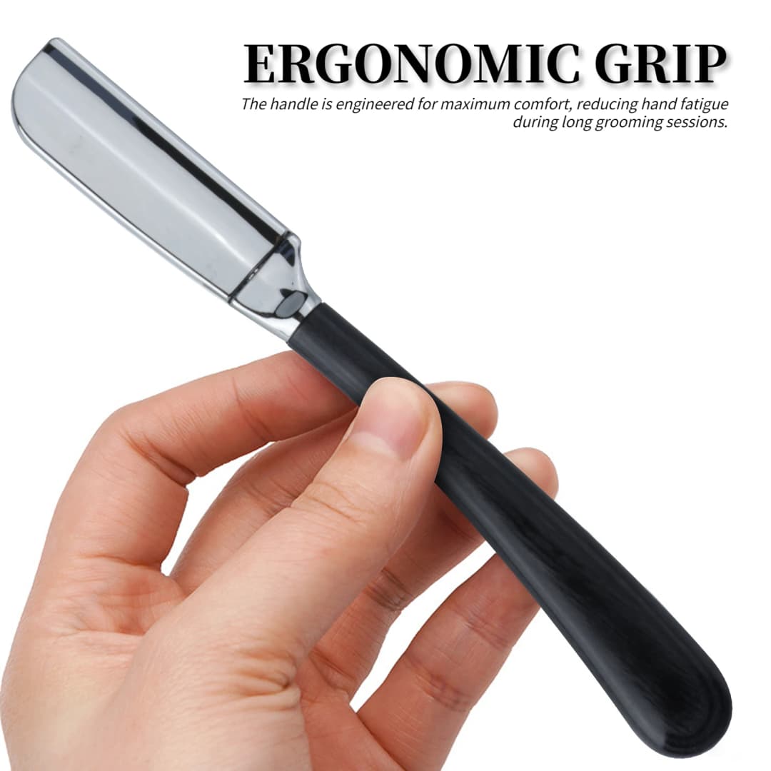 شفرة حلاقة جديدة احترافية للحية، شفرة حلاقة مستقيمة، أدوات إزالة الشعر للرجال، مقبض خشبي، قبضة مقاومة للانزلاق للحلاقة المنزلية - 6