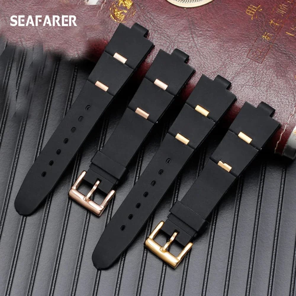 Watchband Man Black Rubber Replacement Watch Band Strap For BVLGARI  Bvlg Diagono 24mm *8mm  22mm*8mm - 6