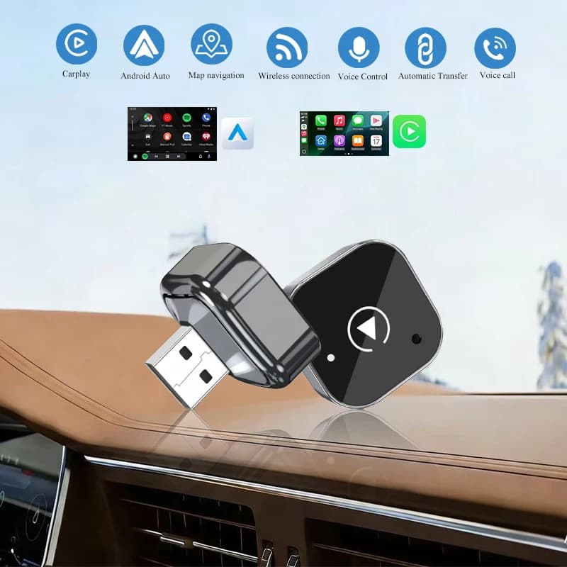 Carplay Android Auto Wireless Adapter 2 in 1 Smart Mini Box Plug and Play WIFI BT Auto Connect For Toyota VW Peugeot MAZDA FORD - 2
