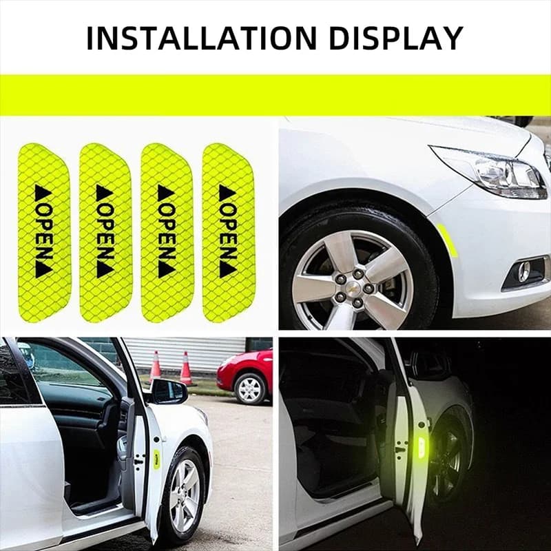 Universal Car Door Sticker Night Reflective Safety Opening Warning Reflector Tape Decal 4Pcs Per Set Accessories - 3