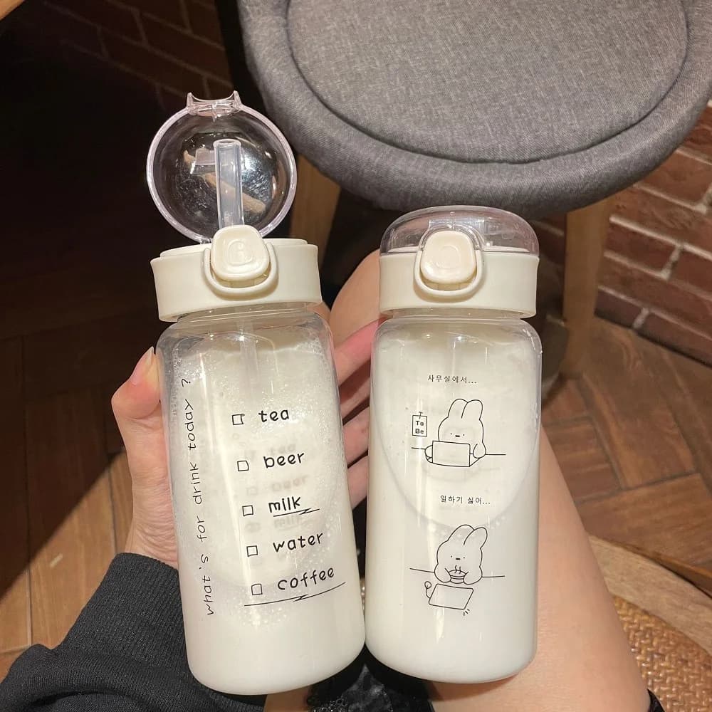 1PC Transparent Simple Sports Water Cup PC Plastic Bouncing Straw Portable Drop resistant Cup Creative water bottle sports hydr - 3