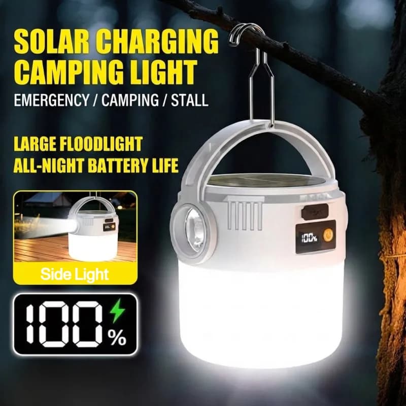 Solar Camping Lantern USB Rechargeable Outdoor Portable Waterproof Emergency Light for Hiking Backpacking Tent Activities