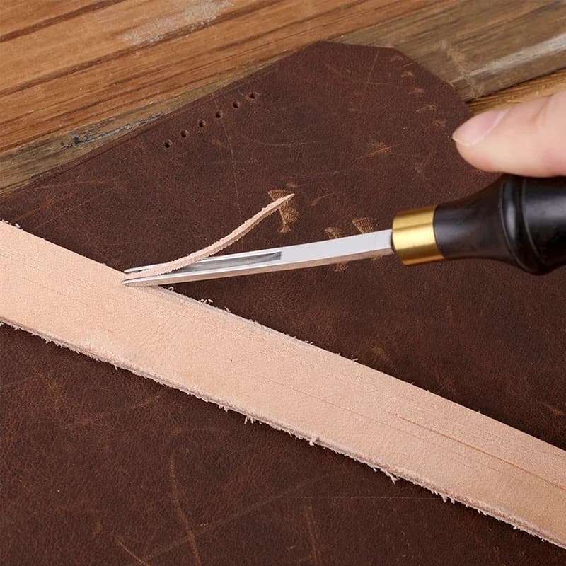 أداة تشطيب حواف الجلد من Zxiixz، مقاس 0.6-2.25 مم، مع مقبض خشبي، لصناعة الحرف الجلدية الاحترافية - اصنعها بنفسك - 5