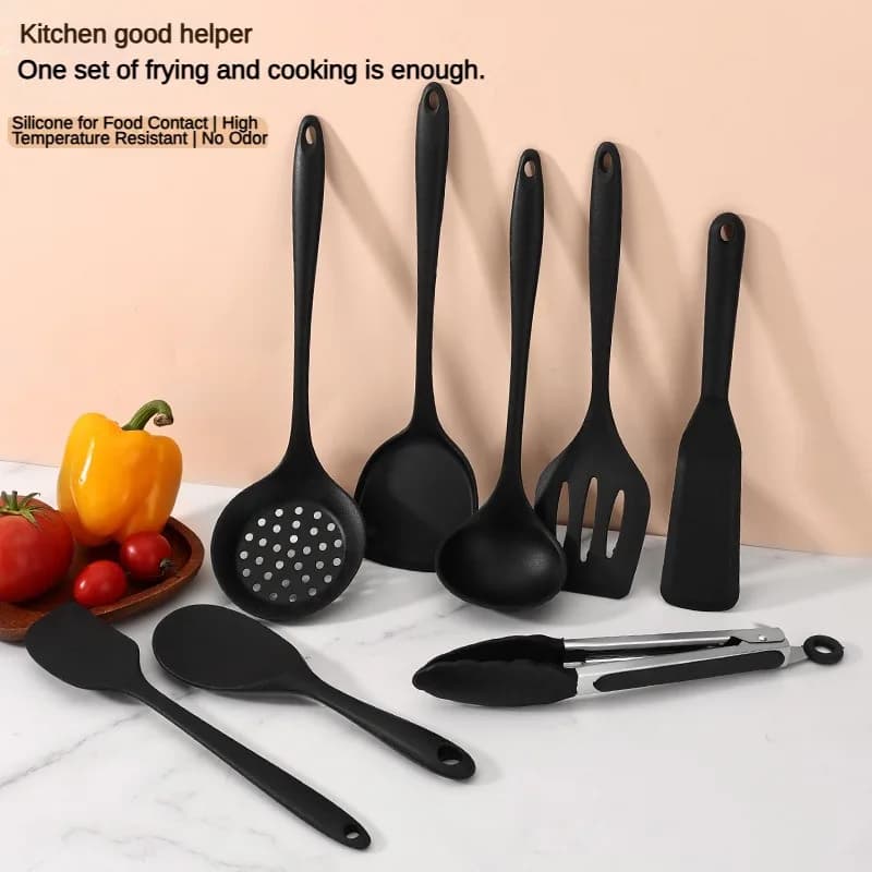 1/10PCS Food-Grade Silicone Kitchen Tools Set, Heat-Resistant Slotted Spoon for Non-Stick Cookware & Hot Pot, Multi-Use Strainer - 2