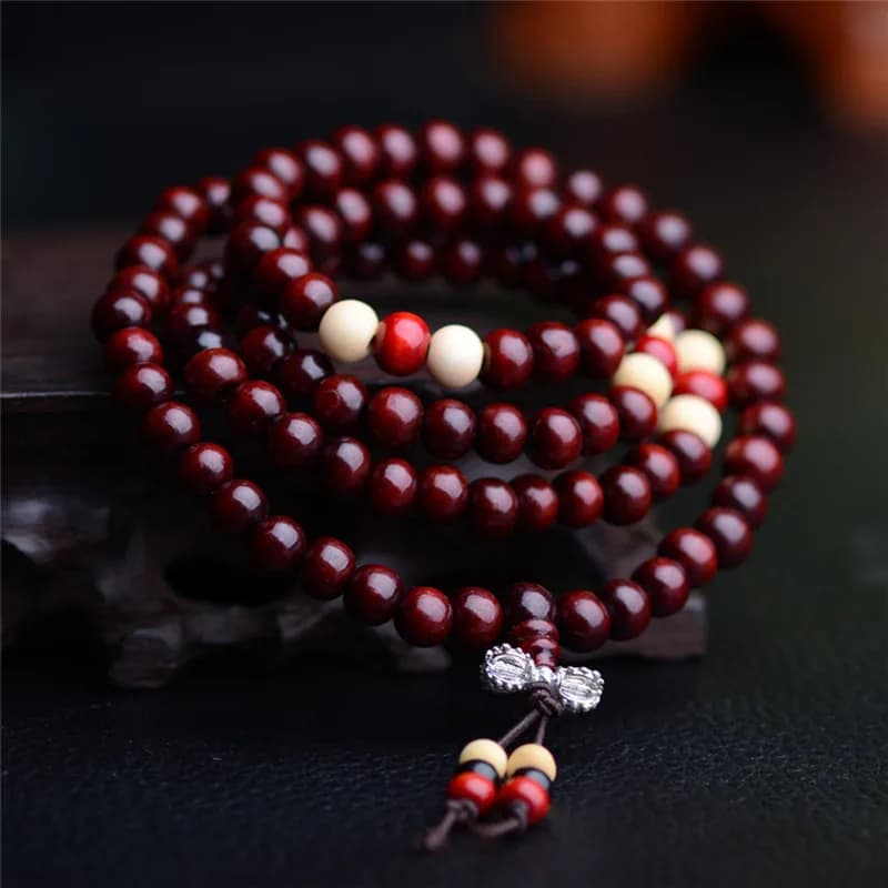 8mm Natural Sandalwood Buddhist Buddha Rosary Beads Prayer Beads Mala 108 Beads Bracelets Unisex Men Bracelets & Bangles Jewelry - 6