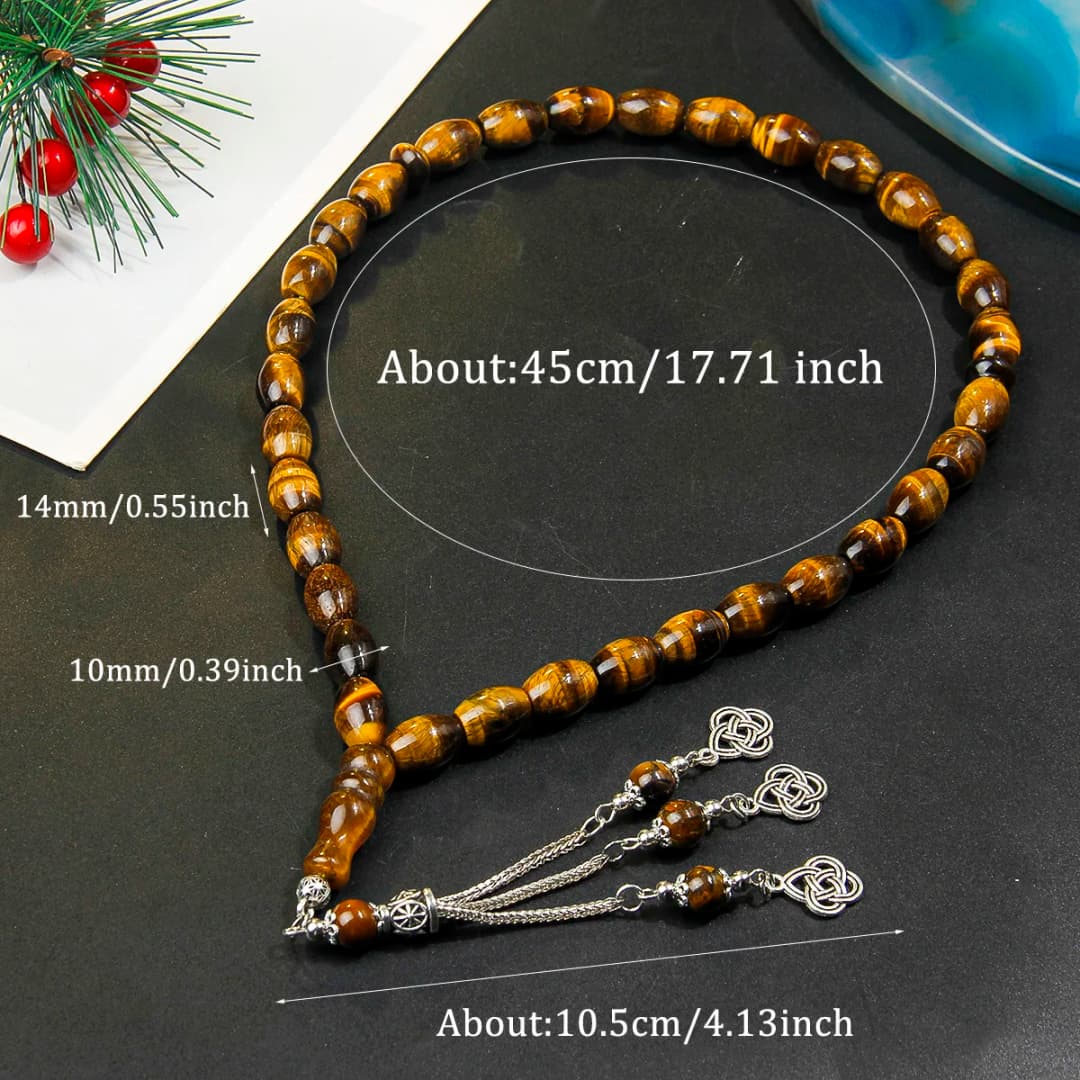 10*14 مللي متر حجر عين النمر الصلاة الحاج الصلاة حبة سوار-مناسبة للصلاة اليومية- يأتي مع علبة هدية رائعة - 6