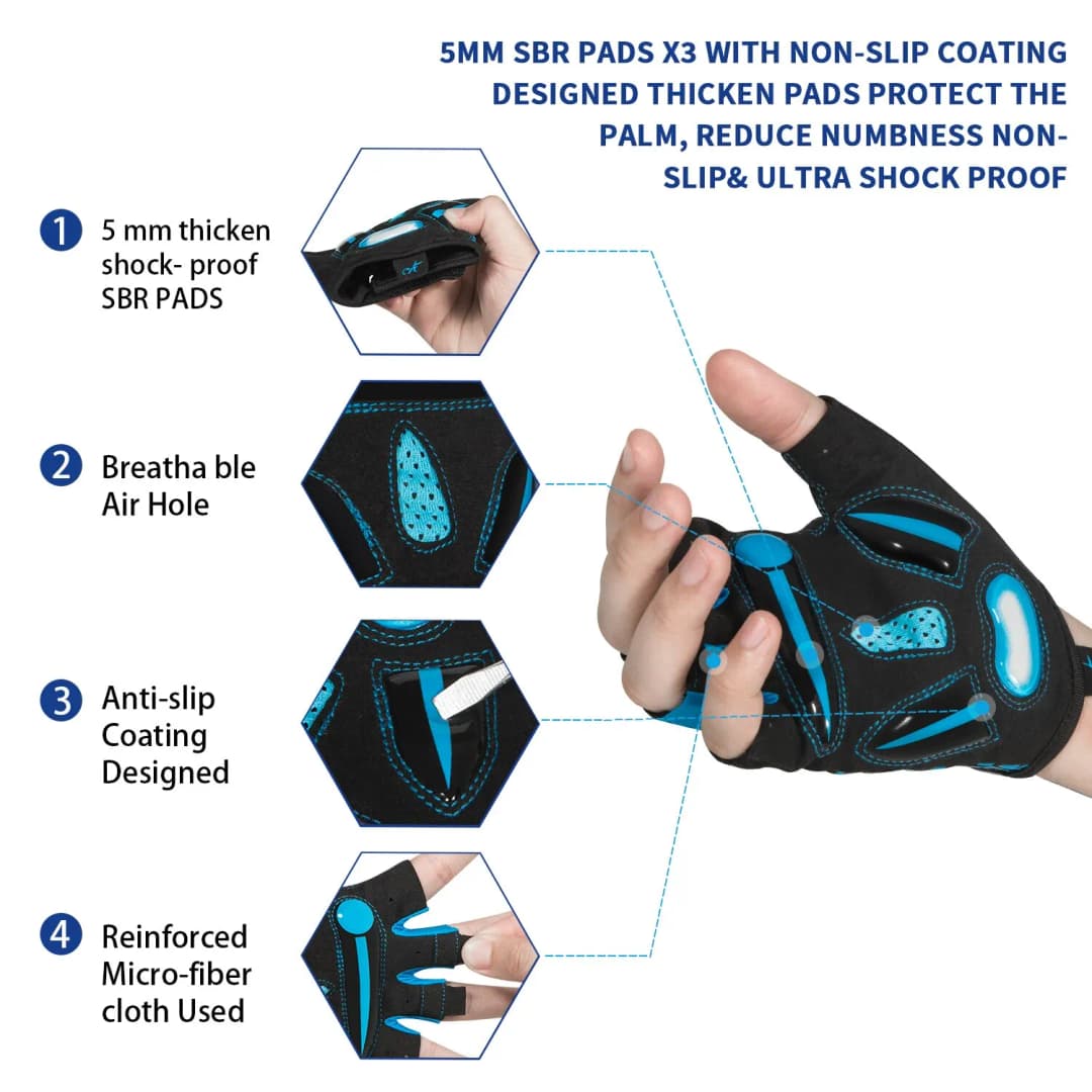 MOREOK Cycling Gloves,Breathable Bicycle Gloves,5MM Gel Pads Non-Slip Mountain Bike Gloves MTB Road Biking Gloves for Men Women - 2