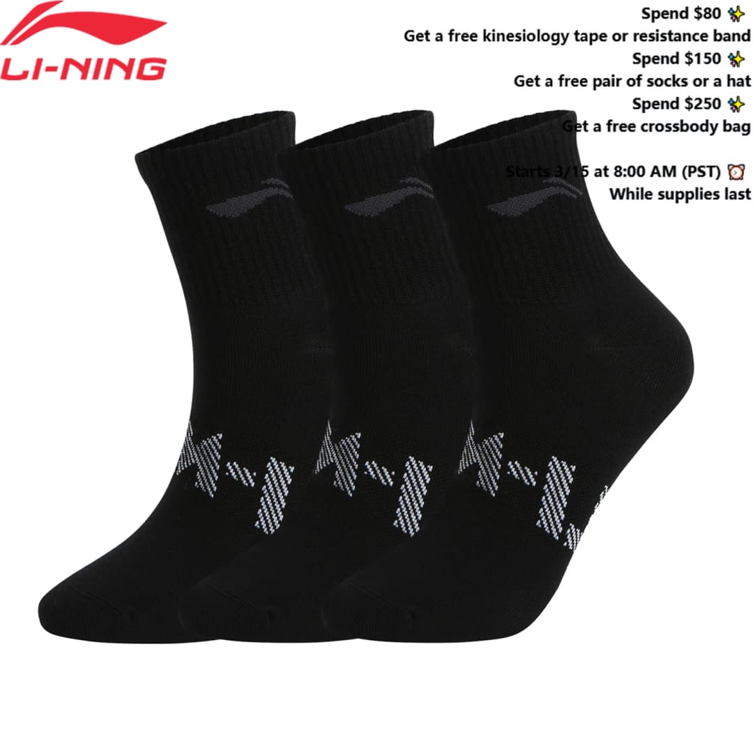 لي-نينغ للجنسين نمط الرياضة 3 أزواج جوارب 22-28 سم قابلة للتنفس مريحة لي نينغ رجال نساء رسائل جوارب عصرية AWTV007