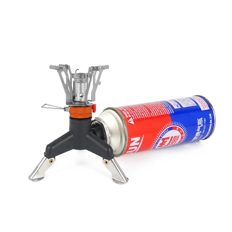 موقد غاز صغير قابل للطي خفيف الوزن من سبيكة للأنشطة الخارجية، مثالي للتخييم والنزهات، مع فرن غاز محمول للطهي في الهواء الطلق - 3