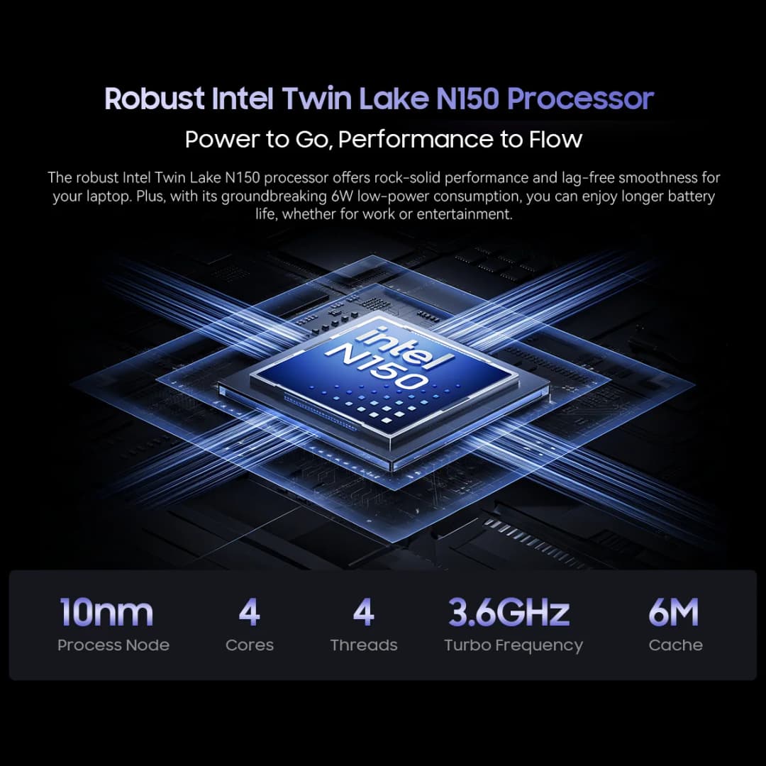 كمبيوتر محمول Blackview AceBook 6، لطلاب الأعمال، معالج رباعي النواة N150، 16 جيجابايت DDR4، 512 جيجابايت SSD، شاشة 15.6 بوصة FHD IPS - 3