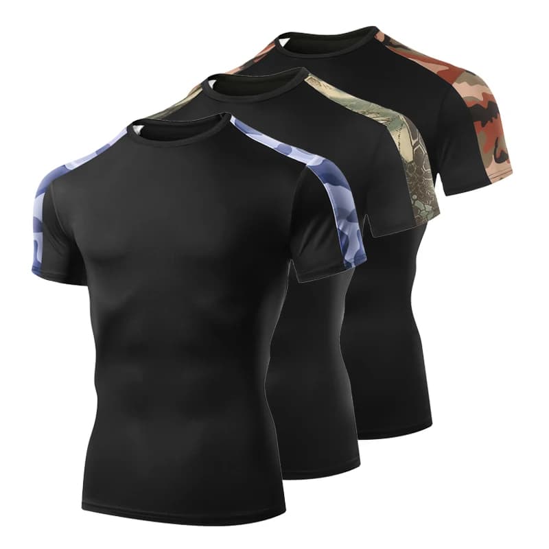 Men's Camo Running T Shirt Summer Compression Sport T-shirt  Workout Skinny Tights Gym Fitness Male Clothing  Sport Tops Tee Men - 2