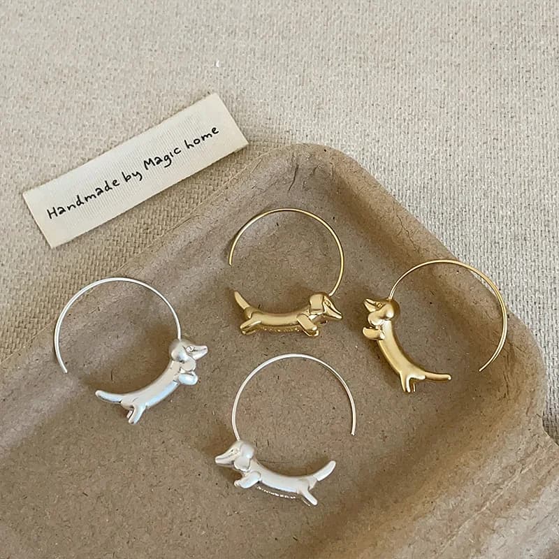 أقراط على شكل كلب داشهند للنساء، تصميم فاخر ومميز، مجوهرات شخصية، هدايا حفلات بالجملة - 3