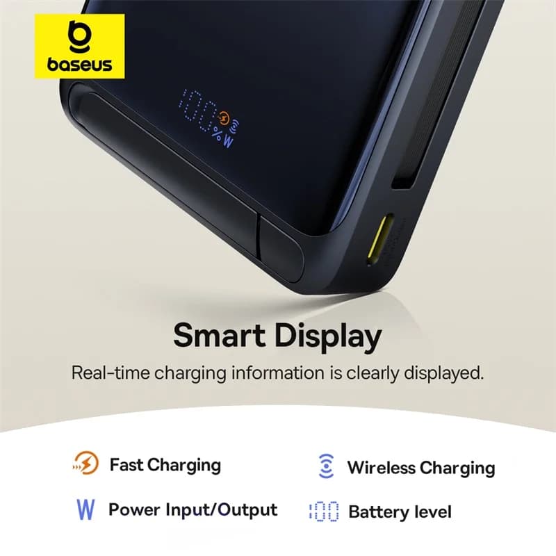 Baseus Qi2 45W Power Bank 10000mah With Kickstand For MagSafe 15W Magnetic Wireless Charging Powerbank for iPhone 17 16 Samsung - 4