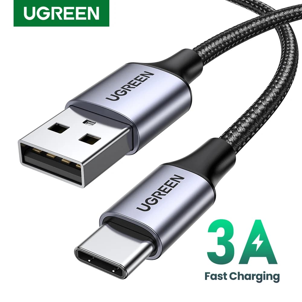 [2 حزمة] كابل UGREEN 3A USB Type C لجهاز Xiaomi وSamsung S25 وS24 شحن سريع كابل بيانات USB 18 واط لجهاز iPhone 17 و16 وiPad وPoco USB C
