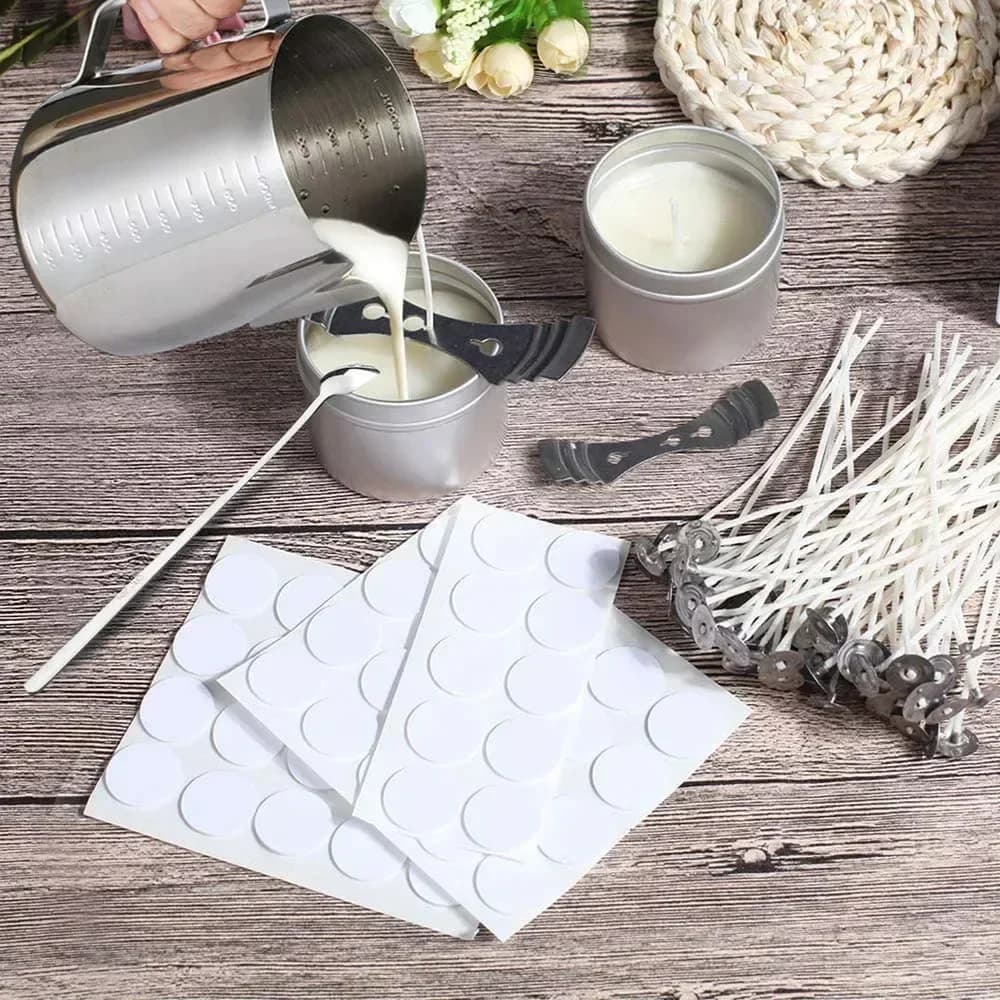 Candle Wicks Set 2.6-20cm Pre-Waxed Cotton Core Wicks with Base Stickers DIY Handmade Candle Making Tools Candles Accessories - 3