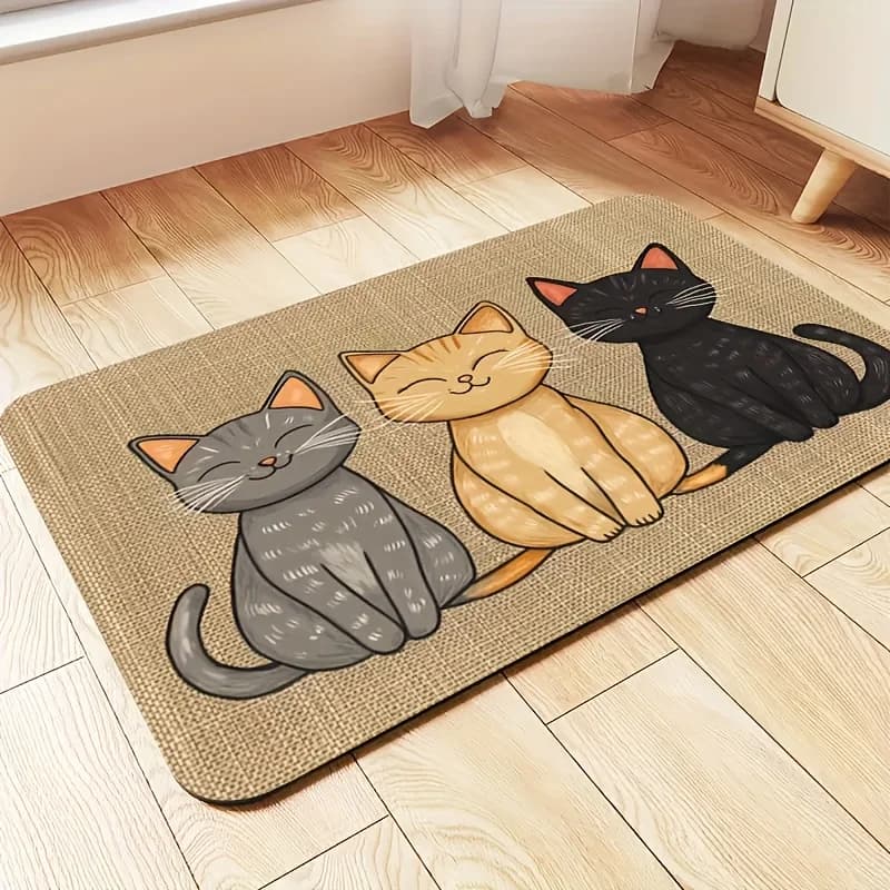 1pc Non-Slip Cat Pattern Pet Feeding Mat,Leakproof Easy to Clean Waterproof Surface to Prevent Stain.Breeds Portable Outdoor Use - 5