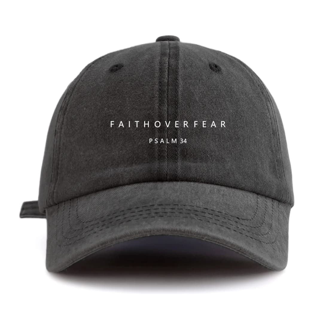 1pc FAITHOVERFEAR Print Washed Baseball Cap for Adults,Minimalist Retro Style Casual Soft Adjustable Dad Hat, Perfect As Gift - 3