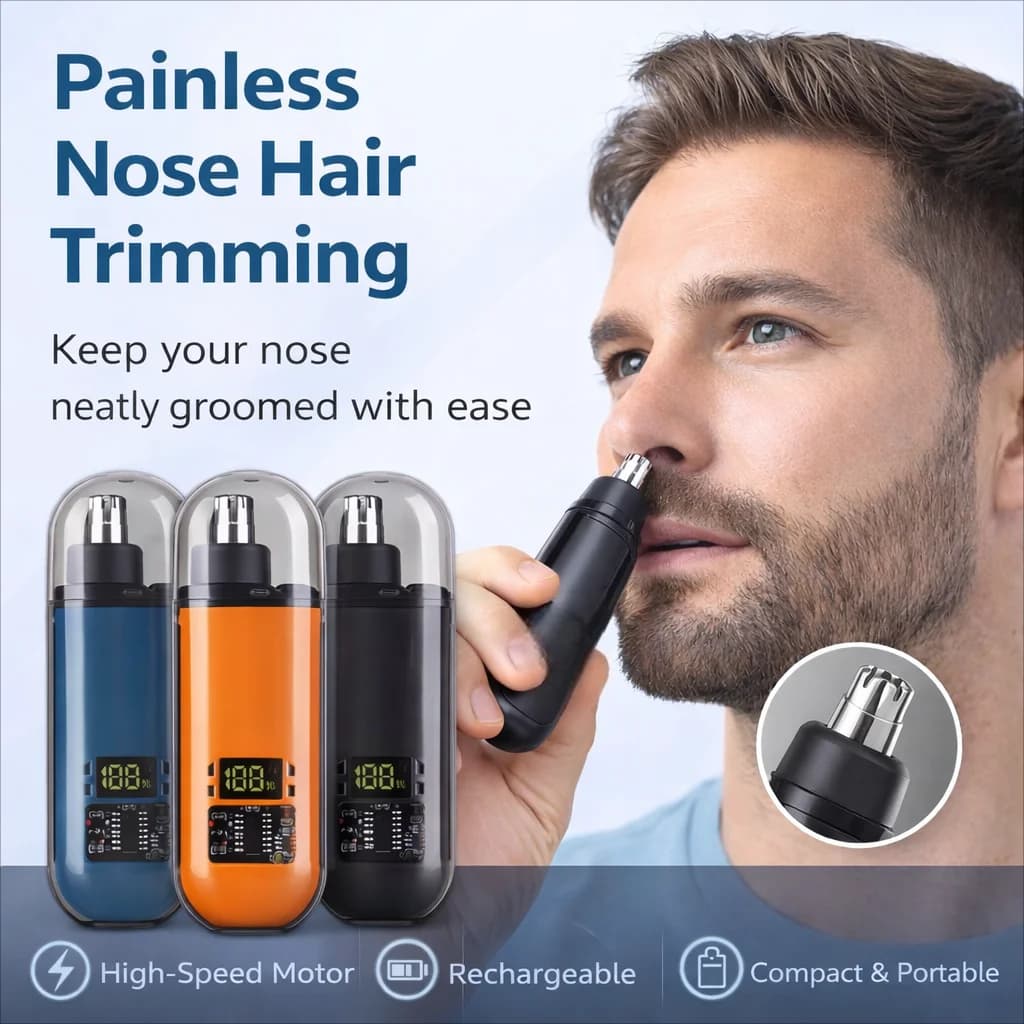 ماكينة قص شعر الأنف والأذن للرجال قابلة للشحن عبر USB، صغيرة ومحمولة، شحن سريع، صوت منخفض، قابلة للغسل