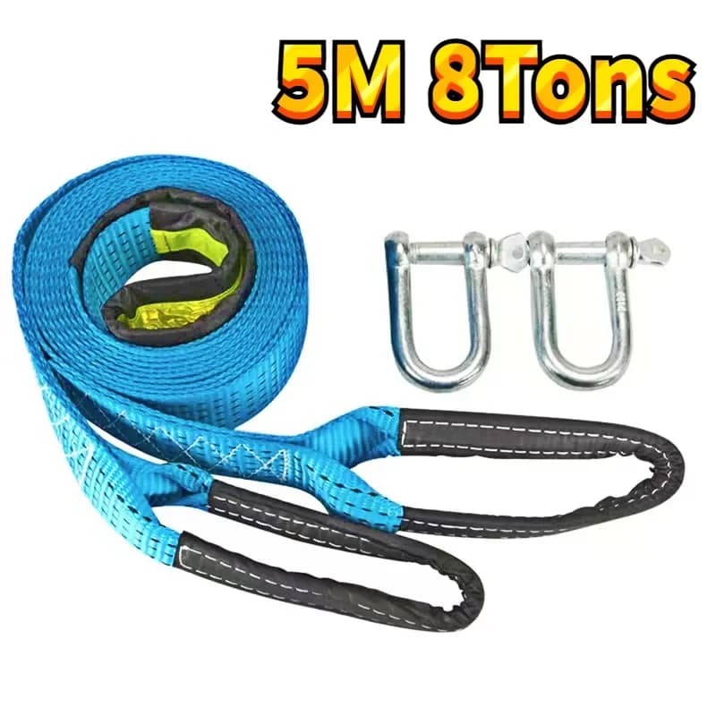 5m 8Tons Heavy Duty Car Tow Rope Auto Emergency Safety Towing Rope Cable Wire With Hooks High Strength Nylon For Car Emergency