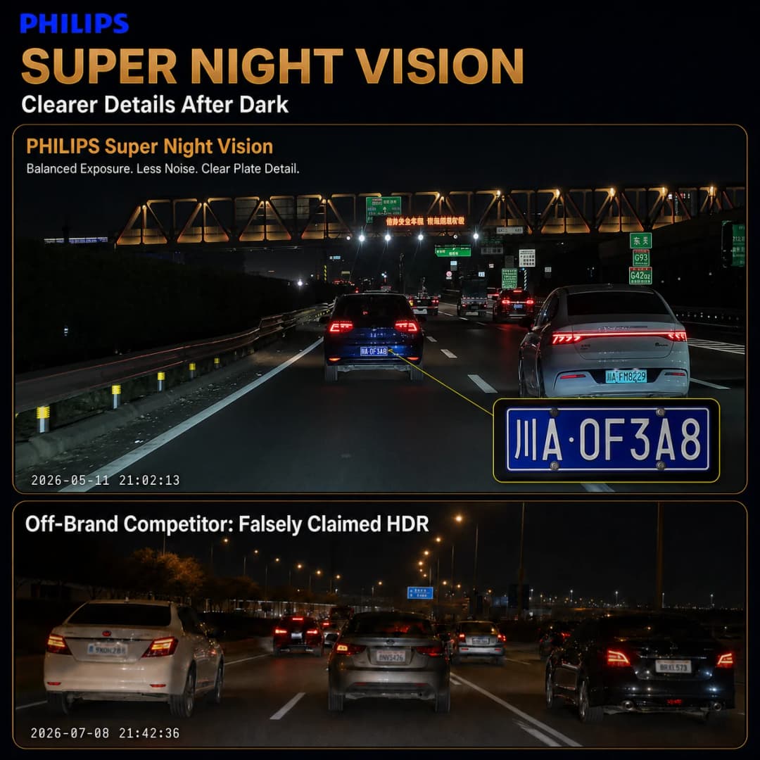 PHILIPS Dash Cam B07 4K+1K HDR Dual Front Rear Camera 2.4G & 5.8G WiFi APP GPS Support 24H Parking Monitor Night Vision Car DVR - 3