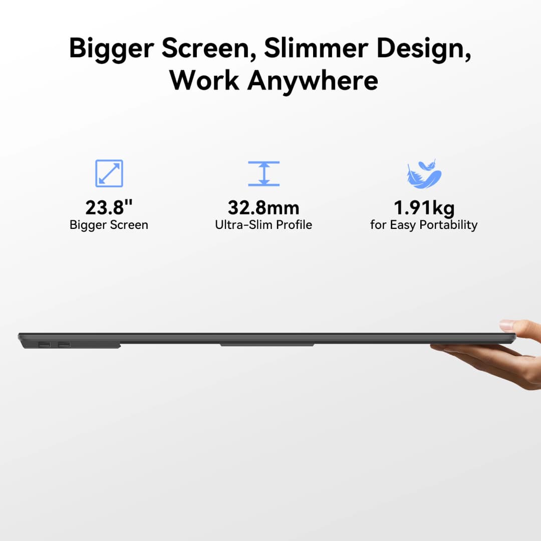Blackview Portable Monitor, 23.8''1080P FHD 100Hz Laptop Screen Extension, IPS Gaming Monitor, 90° Rotatable Adjustable Stand - 2
