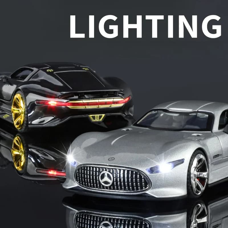 نموذج سيارة GT مصنوعة من سبائك الصب المعدنية، مقياس 1:32، مع صوت وإضاءة، هواية ومحاكاة عالية، هدية للصديق - 2