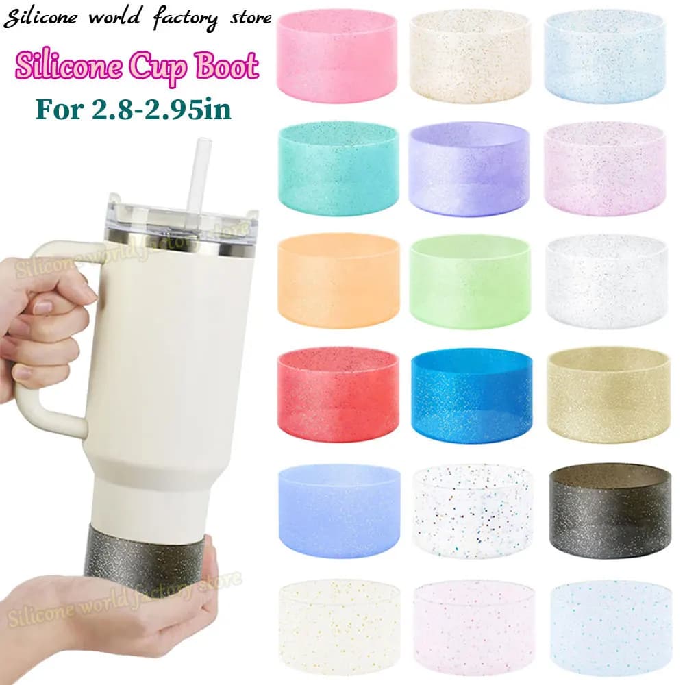 غطاء سيليكون براق 7.5 سم لكؤوس ستانلي 40/30 أوقية، غطاء سفلي مضاد للانزلاق، كم سيليكون 75 مم لأغطية زجاجات المياه