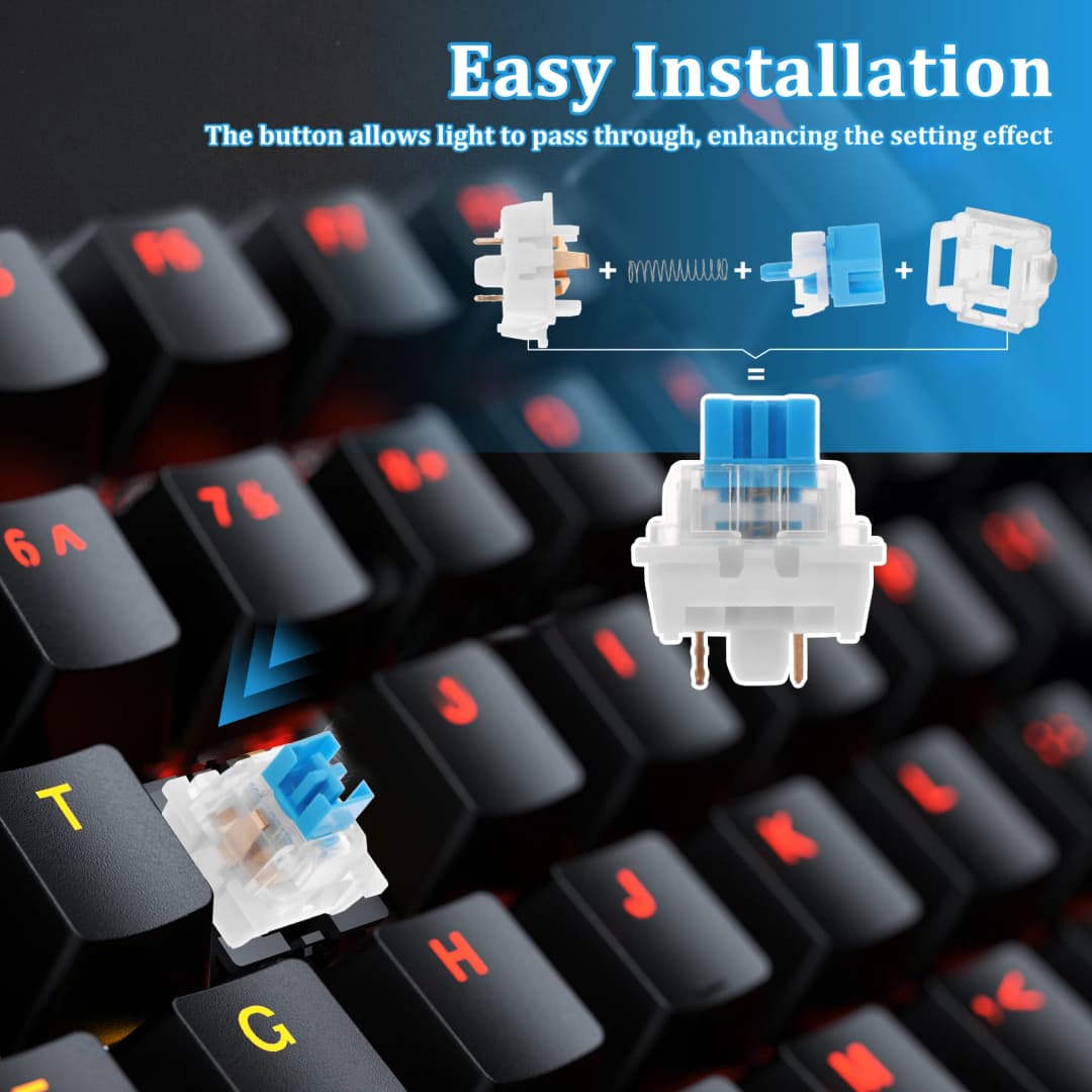 150PCS Switch for Keyboard 3Pin Dustproof Linear Tactile Clicky Silent Switches for MX Mechanical Keyboards Gaming Switch DIY - 4