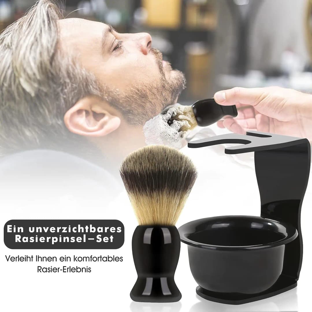 Shaving Brush Set, 3-in-1 Shaving Set with Shaving Brush, Shaving Bowl and Shaving Stand,  Father's Day Men's Shaving Gift Set - 2