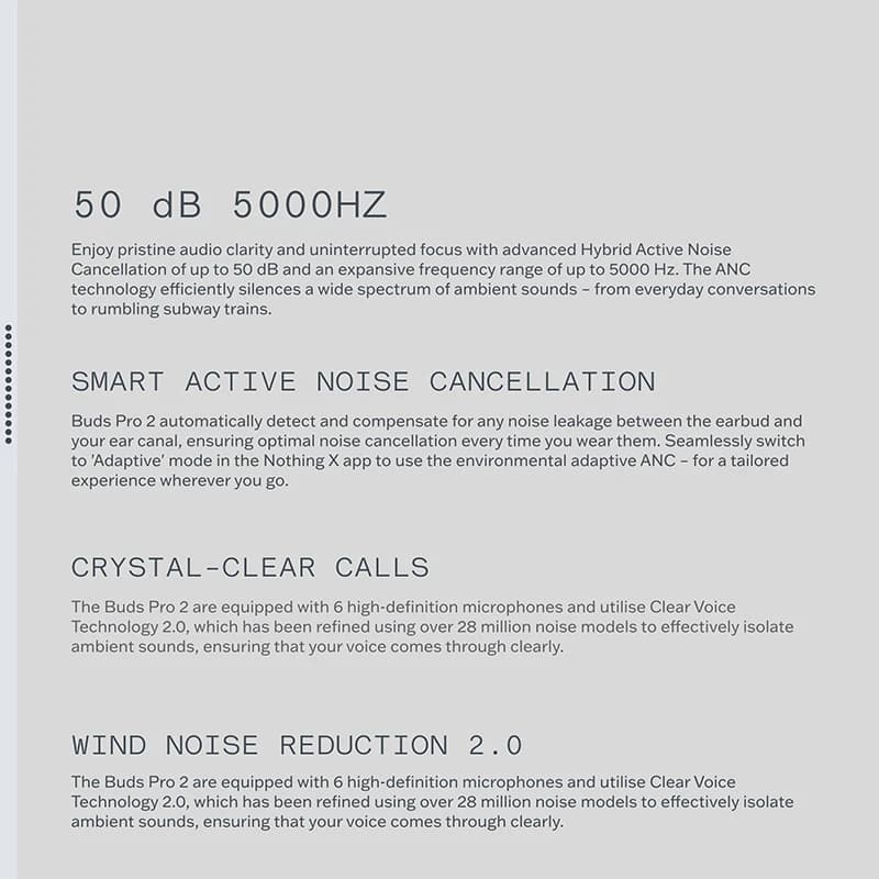 Global Version Cmf By Nothing Buds Pro 2 Earphone Bluetooth 5.3 IP55 with 50 dB Hybrid Active Noise Cancellation 6 HD MICS - 4