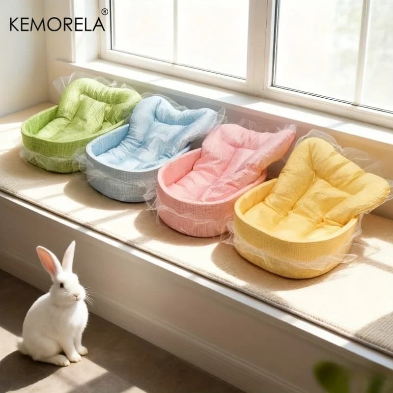 1PCS Fluffy Bunny Princess Nest Soft Plush Bed with Lace Edges Cozy Rabbit Bedding for Small Pets Hamsters Guinea Pigs - 5