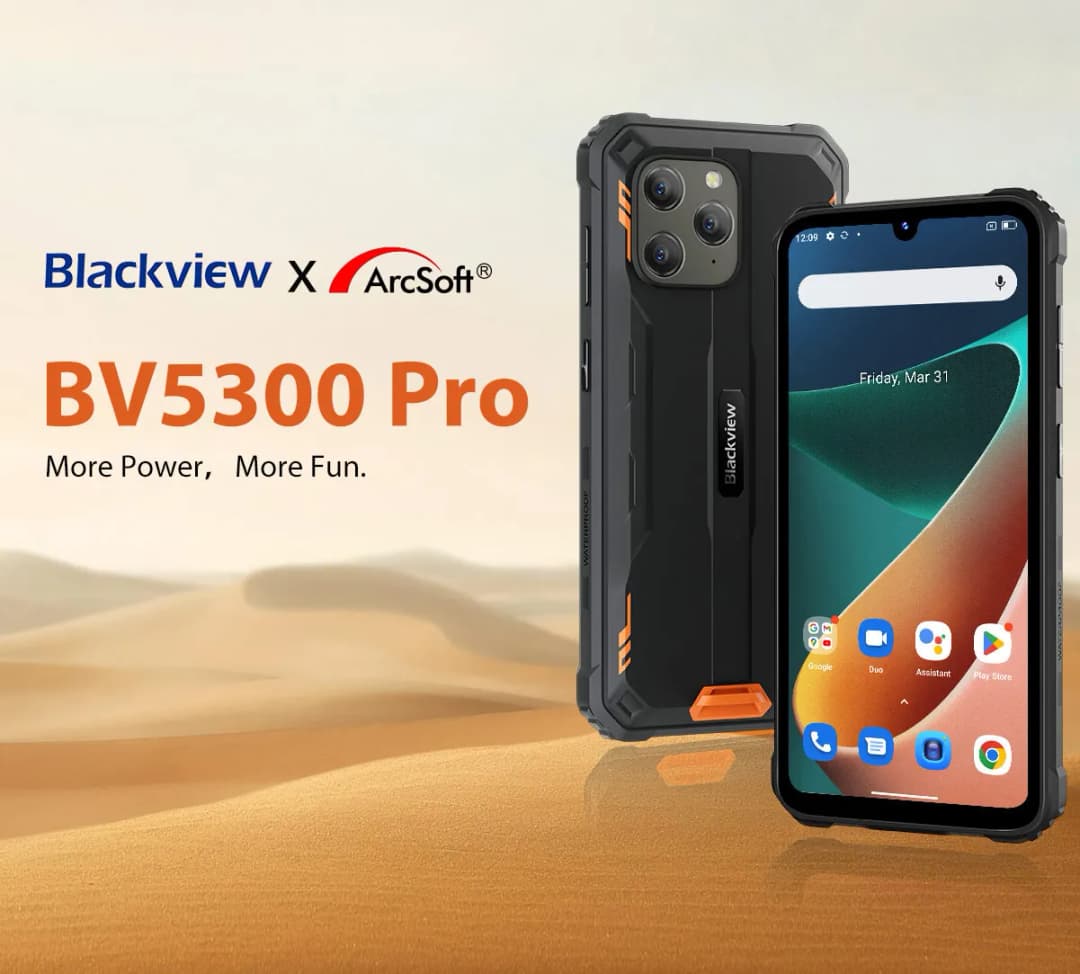 هاتف بلاك فيو BV5300 برو المتين بشاشة 6.1 بوصة HD، بطارية 6580 مللي أمبير، ذاكرة وصول عشوائي 4 جيجابايت، ذاكرة داخلية 64 جيجابايت، مقاوم للماء والغبار IP68 IP69K