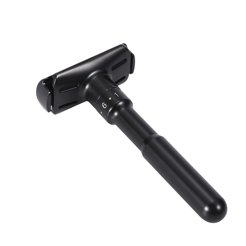 Mingshi Metal Adjustable Safety Razor Travel Double Edge Classic Men Shaving  Black Hair Removal Shaver with 5 Blades - 3